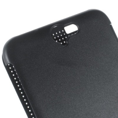 HTC One A9 Dot View atvērams melns maciņš / Vacins.lv