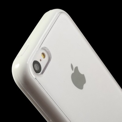 Skaidrus/baltas su kieto silikono rėmu plastikinis Apple iPhone 5C dėklas (dėkliukas) / Priedai.lt