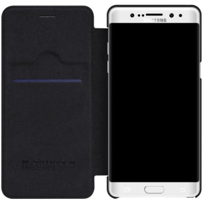 Greznais „Nillkin“ Qin sērijas ādas atvērams melns Samsung Galaxy Note 7 (N930) maciņš / Vacins.lv