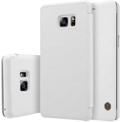 Greznais „Nillkin“ Qin sērijas ādas atvērams balts Samsung Galaxy Note 7 (N930) maciņš / Vacins.lv