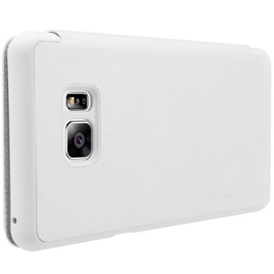 Greznais „Nillkin“ Qin sērijas ādas atvērams balts Samsung Galaxy Note 7 (N930) maciņš / Vacins.lv