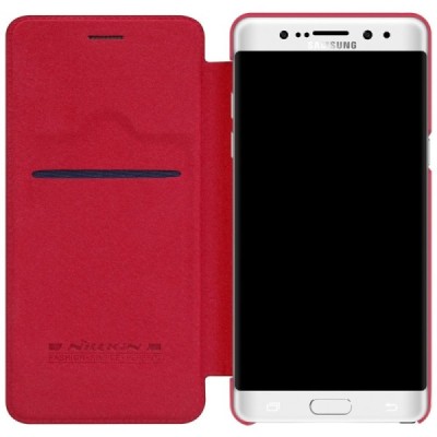 Prabangus „Nillkin“ Qin serijos raudonas odinis atverčiamas Samsung Galaxy Note 7 (N930) dėklas / Priedai.lt