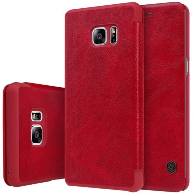 Prabangus „Nillkin“ Qin serijos raudonas odinis atverčiamas Samsung Galaxy Note 7 (N930) dėklas / Priedai.lt