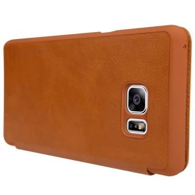 Greznais „Nillkin“ Qin sērijas ādas atvērams brūns Samsung Galaxy Note 7 (N930) maciņš / Vacins.lv