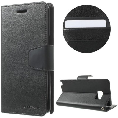 Samsung Galaxy Note 7 (N930) Mercury Sonata atvērams melns ādas futrālis - maciņš / Vacins.lv