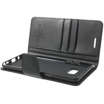 Mercury Sonata atverčiamas Samsung Galaxy Note 7 (N930) juodas odinis dėklas - piniginė / Priedai.lt