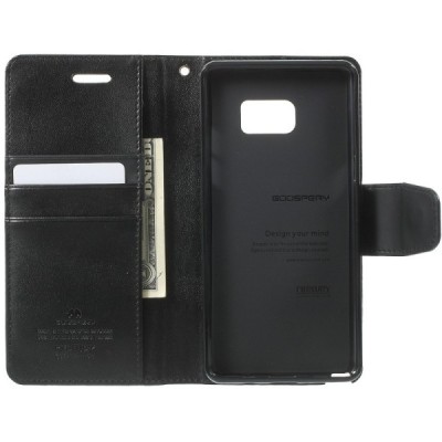 Mercury Sonata atverčiamas Samsung Galaxy Note 7 (N930) juodas odinis dėklas - piniginė / Priedai.lt