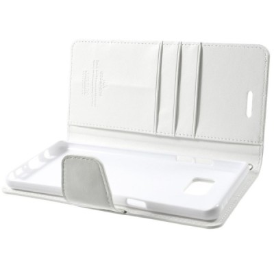 Mercury Sonata atverčiamas Samsung Galaxy Note 7 (N930) baltas odinis dėklas - piniginė / Priedai.lt