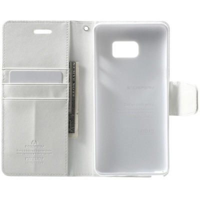 Mercury Sonata atverčiamas Samsung Galaxy Note 7 (N930) baltas odinis dėklas - piniginė / Priedai.lt