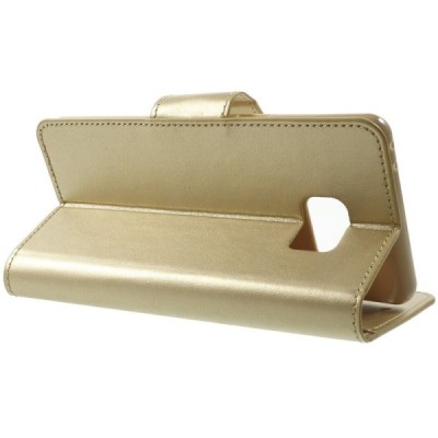 Samsung Galaxy Note 7 (N930) Mercury Sonata atvērams zelta ādas futrālis - maciņš / Vacins.lv
