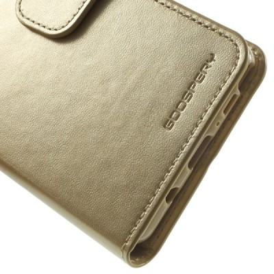 Samsung Galaxy Note 7 (N930) Mercury Sonata atvērams zelta ādas futrālis - maciņš / Vacins.lv