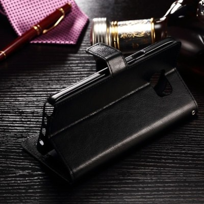 Samsung Galaxy Note 7 (N930) atverčiamas juodas odinis dėklas - piniginė / Priedai.lt