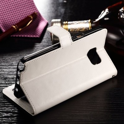 Samsung Galaxy Note 7 (N930) atverčiamas baltas odinis dėklas - piniginė / Priedai.lt