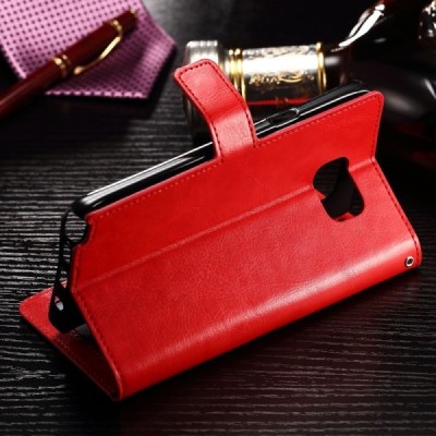 Samsung Galaxy Note 7 (N930) atverčiamas raudonas odinis dėklas - piniginė / Priedai.lt