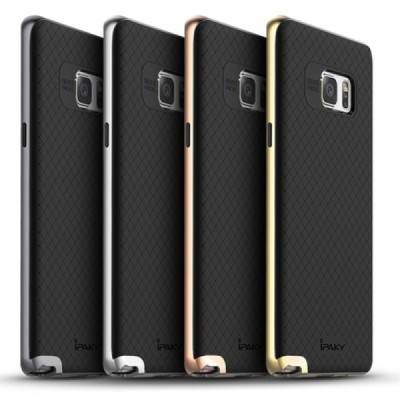 Samsung Galaxy Note 7 (N930) „IPAKY“ cieta silikona (TPU) melns apvalks (apmales - pelekā krāsā) / Vacins.lv