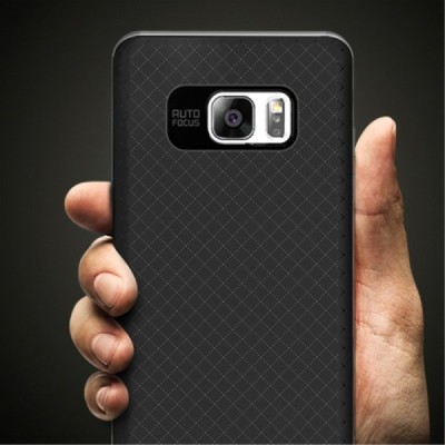 Samsung Galaxy Note 7 (N930) „IPAKY“ kieto silikono TPU juodas (sidabriniais apvadais) dėklas - nugarėlė / Priedai.lt