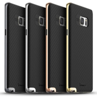 Samsung Galaxy Note 7 (N930) „IPAKY“ cieta silikona (TPU) melns apvalks (apmales - zeltā krāsā) / Vacins.lv