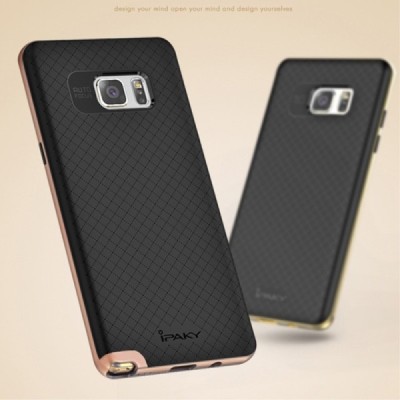 Samsung Galaxy Note 7 (N930) „IPAKY“ cieta silikona (TPU) melns apvalks (apmales - rozā krāsā) / Vacins.lv