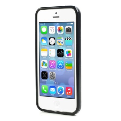 Skaidrus/juodas su kieto silikono rėmu plastikinis Apple iPhone 5C dėklas (dėkliukas) / Priedai.lt