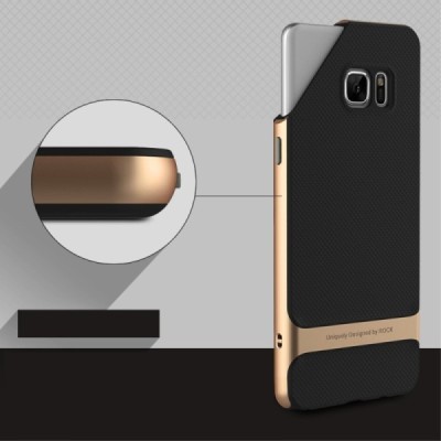 „Rock“ Royce sustiprintos apsaugos Samsung Galaxy Note 7 (N930) juodas aukso spalvos apvadais kieto silikono (TPU) ir plastiko d