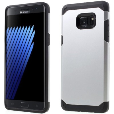 Sustiprintos apsaugos Samsung Galaxy Note 7 (N930) sidabrinis kieto silikono (TPU) ir plastiko dėklas / Priedai.lt
