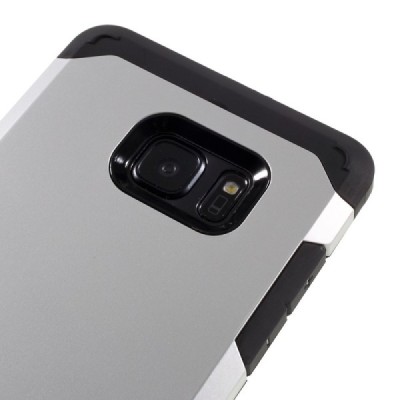 Sustiprintos apsaugos Samsung Galaxy Note 7 (N930) sidabrinis kieto silikono (TPU) ir plastiko dėklas / Priedai.lt