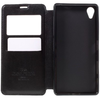 Roar Noble atverčiamas Sony Xperia X (F5121, F5122) juodas odinis dėklas / Priedai.lt