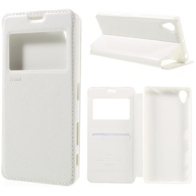 Roar Noble atverčiamas Sony Xperia X (F5121, F5122) baltas odinis dėklas / Priedai.lt
