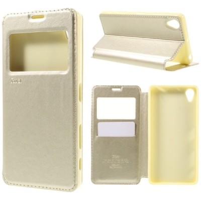 Roar Noble atverčiamas Sony Xperia X (F5121, F5122) auksinis odinis dėklas / Priedai.lt