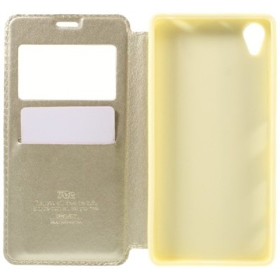 Roar Noble atverčiamas Sony Xperia X (F5121, F5122) auksinis odinis dėklas / Priedai.lt
