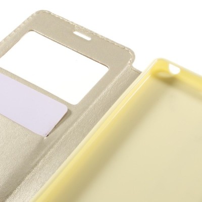 Roar Noble atverčiamas Sony Xperia X (F5121, F5122) auksinis odinis dėklas / Priedai.lt