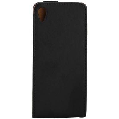 Sony Xperia X (F5121, F5122) vertikaliai (žemyn) atverčiamas juodas odinis dėklas / Priedai.lt