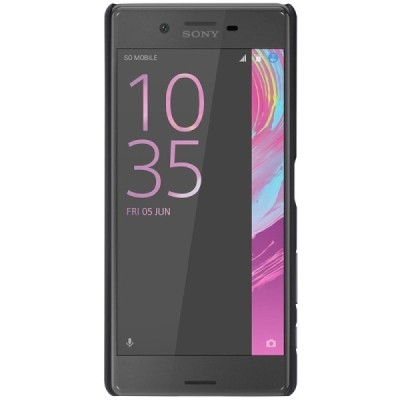 Sony Xperia X (F5121, F5122) Nillkin Frosted Shield melns plastmasas futrālis + ekrāna aizsargplēve / Vacins.lv