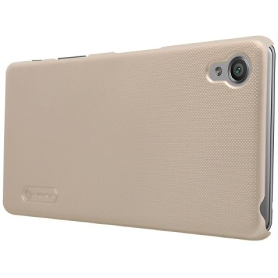 Sony Xperia X (F5121, F5122) Nillkin Frosted Shield zelta plastmasas futrālis + ekrāna aizsargplēve / Vacins.lv