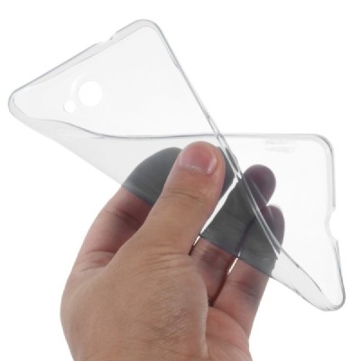 Microsoft Lumia 650 Dual Sim skaidrus (permatomas) kieto silikono TPU ploniausias pasaulyje pilkas dėklas / Priedai.lt