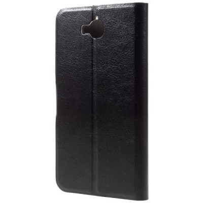 Huawei Y6 Pro (Honor Play 5X, Enjoy 5) atverčiamas juodas odinis dėklas, knygutė - piniginė / Priedai.lt