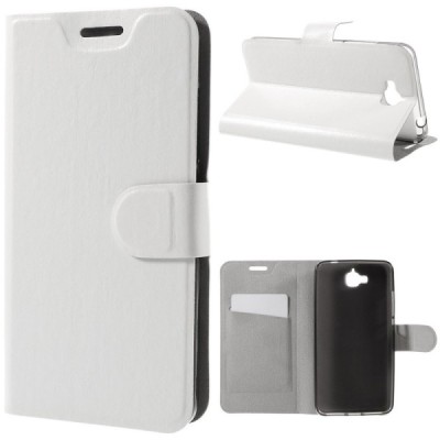 Huawei Y6 Pro (Honor Play 5X, Enjoy 5) atvēramais ādas balts maciņš, grāmata (maks) / Vacins.lv