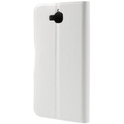 Huawei Y6 Pro (Honor Play 5X, Enjoy 5) atvēramais ādas balts maciņš, grāmata (maks) / Vacins.lv