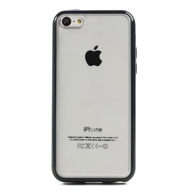 Skaidrus/juodas su kieto silikono rėmu plastikinis Apple iPhone 5C dėklas (dėkliukas) / Priedai.lt