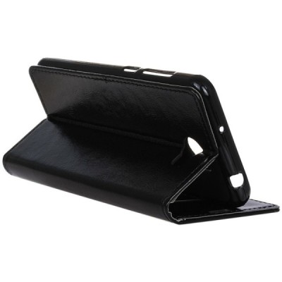 Huawei Y5 II (Huawei Y5 2, Huawei Honor 5, Huawei Honor Play 5, Huawei Honor 5 Play) atvēramais ādas melns maciņš, grāmata (maks