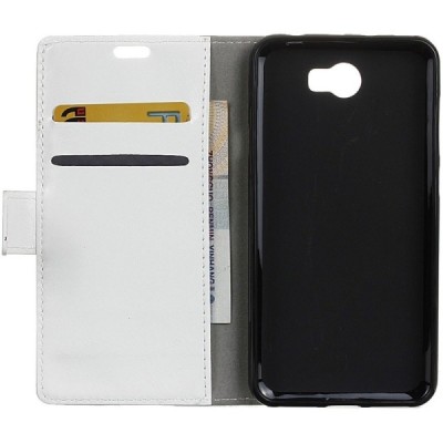 Huawei Y5 II (Huawei Y5 2, Huawei Honor 5, Huawei Honor Play 5, Huawei Honor 5 Play) atvēramais ādas balts maciņš, grāmata (maks