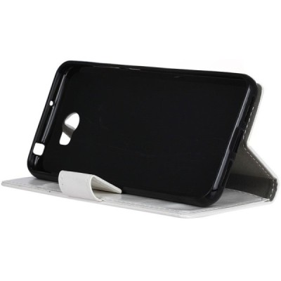 Huawei Y5 II (Huawei Y5 2, Huawei Honor 5, Huawei Honor Play 5, Huawei Honor 5 Play) atvēramais ādas balts maciņš, grāmata (maks