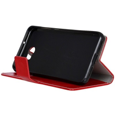 Huawei Y5 II (Huawei Y5 2, Huawei Honor 5, Huawei Honor Play 5, Huawei Honor 5 Play) atvēramais ādas sarkans maciņš, grāmata (ma