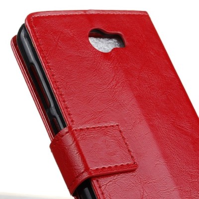 Huawei Y5 II (Huawei Y5 2, Huawei Honor 5, Huawei Honor Play 5, Huawei Honor 5 Play) atvēramais ādas sarkans maciņš, grāmata (ma