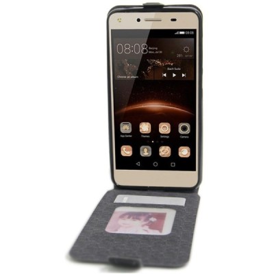 Huawei Y5 II (Huawei Y5 2, Huawei Honor 5, Huawei Honor Play 5, Huawei Honor 5 Play) klasikinis vertikaliai atverčiamas juodas o