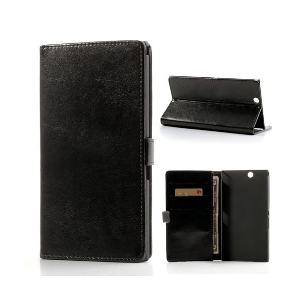 „Crazy Horse“ atvēramais futrālis - melns (Xperia Z Ultra)