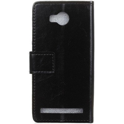 Huawei Y3 II (Huawei Y3 2) atverčiamas juodas odinis dėklas, knygutė - piniginė / Priedai.lt