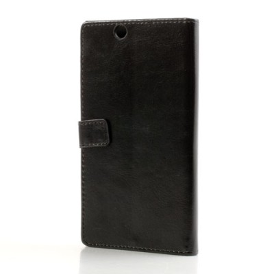 Sony Xperia Z Ultra atvēramais melns ādas futrālis - maciņš / Vacins.lv