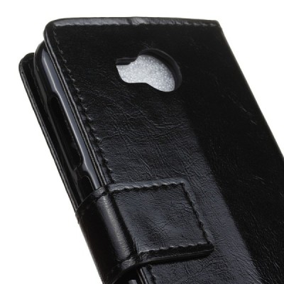 Huawei Y3 II (Huawei Y3 2) atverčiamas juodas odinis dėklas, knygutė - piniginė / Priedai.lt