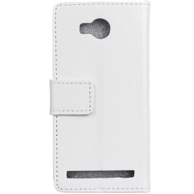 Huawei Y3 II (Huawei Y3 2) atverčiamas baltas odinis dėklas, knygutė - piniginė / Priedai.lt
